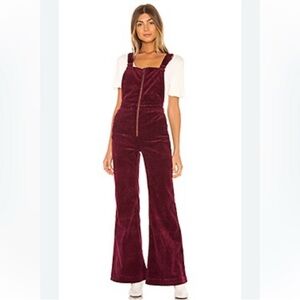 EUC Rolla’s Eastcoast Flare Burgundy Corduroy Overalls Size 27